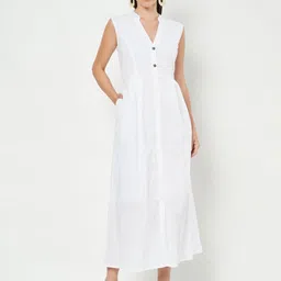 BRINNS Women Mandarin Collar Cotton A-Line Maxi Dress-picture-16