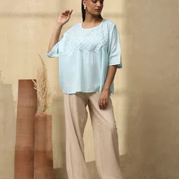 House of Chikankari Women Cotton Round Neck Top image 2