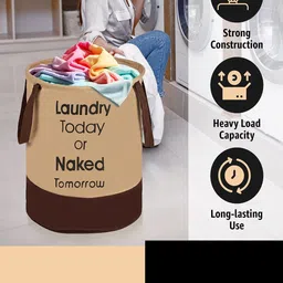 Kuber Industries Brown Foldable Laundry Bag 45l image 5