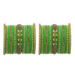 RIJOLI RIJOLI Set Of 42 Gold-Plated Stone Studded & Beaded Bangles image 2