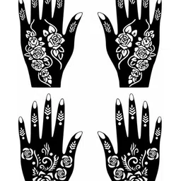 VOORKOMS Set Of 2 Mehndi Design Stencil Sticker image 2