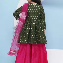 Bitiya by Bhama Girls Ethnic Motifs Empire Gotta Patti Kurta with Palazzos & With Dupatta image 5