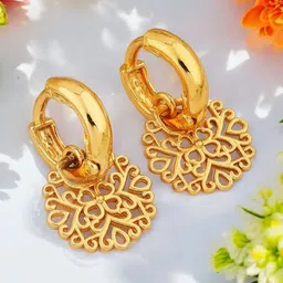 SHREE KRISHNA SHOPPING Gold-Plated Contemporary Hoop Earrings-image-54