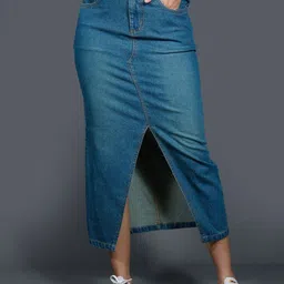 Chemistry Women Front Slit Straight Skirt-picture-36