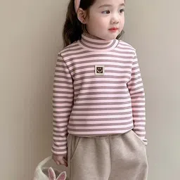 LULU & SKY Girls Striped High Neck Smiley Regular Top image 2