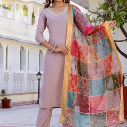 Navlik Women Floral Embroidered Kurta with Trousers & Dupatta-image-33