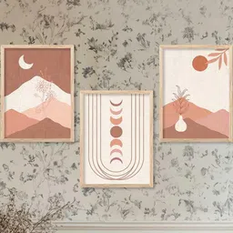 walllane Boho Wall Art With Frame Home Decor Wall Painting For Living Room Office Bedroom image 4
