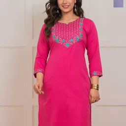 AUZAAI COLLECTION Selection Of 2 Floral Yoke Design Thread Work Pure Cotton Kurtas-picture-36