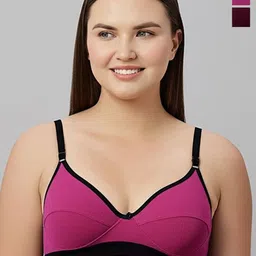 KAVYA Women Pack of 2 Full Coverage Non Padded Cotton T-shirt Bra-image-73