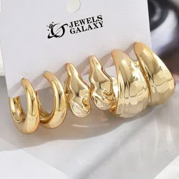 Jewels Galaxy Contemporary Half Hoop Earrings-picture-25