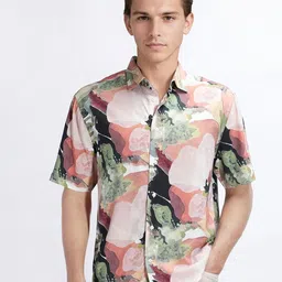 RARE RABBIT Men Comfort Fit Abstract Printed Spread Collar Casual Shirt-picture-21