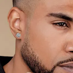 Krelin Sterling Silver Cubic Zirconia Studded Square Shaped Studs image 5