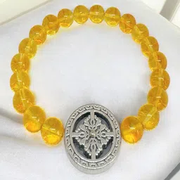 Gems Guru Adults Yellow Crystals & Flower Charm Studded Bracelet image 3