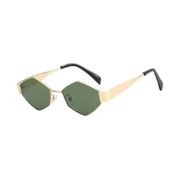 OUDI Unisex Green Lens & Gold-Toned Oval Sunglasses with-picture-27