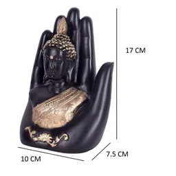 CRAFTAM Black and Gold-Toned Palm Buddha Idol Showpiece image 5