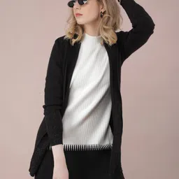 Crimsoune Club Self Design Longline Open Front Shrug-image-8