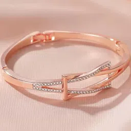 laksh Elegant Rose Gold Bangle Type Bracelet For Women with Geometric Design-picture-24