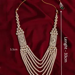 VASTRAMAY Gold-Plated Kundan Studded & Pearls Beaded Multi Layered Necklace image 4