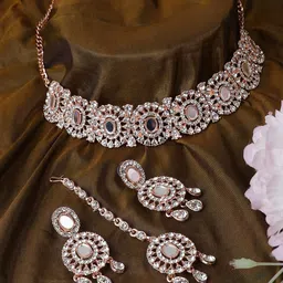 Anouk Rose Gold-Plated Kundan-AD Stone Studded Jewellery Set-picture-28