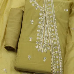 Meena Bazaar Embroidered Thread Work Unstitched Dress Material image 1