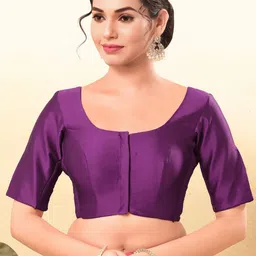 VAMAS - THE DESIGNER BLOUSES Women Round Neck Padded Saree Blouse-image-59