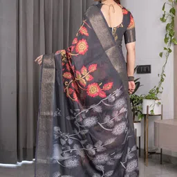 MAHARANI COUTURE Floral Pure Cotton Fusion Jamdani Saree image 4