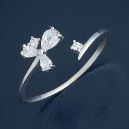 Kushal's Fashion Jewellery 92.5 Sterling Silver Rhodium-Plated CZ Studded Finger Ring-picture-46