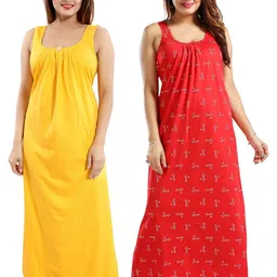 Inner Beats Women Pack Of 2 Multicoloured Cotton Blend Nightdress-picture-32
