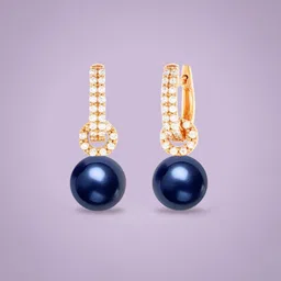 MINUTIAE Rose Gold-Plated Stones Studded And Pearls Beaded Spherical Hoop Earrings image 4