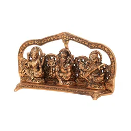 INTERNATIONAL GIFT Copper-Toned Laxmi Ganesh Saraswati Religious Idol Showpiece image 2