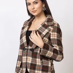 GFO Checked Single-Breasted Winter Blazers image 4