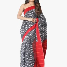 JALTHER Ethnic Motifs Pure Cotton Block Print Saree-image-43