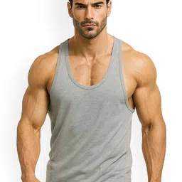 JUARI BE A GENTLEMAN Pure Cotton Scoop Neck Lightweight Gym Vest-picture-15