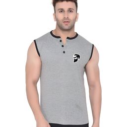 BEYOU FASHION Henley Neck Sleeveless Slim Fit T-shirt-picture-42