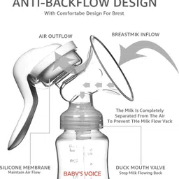 baby's voice Manual Breast Pump, Adjustable Suction Silicone Hand Pump- Manual image 3