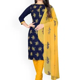 HERE&NOW Floral Embroidered Thread Work Unstitched Dress Material-picture-19