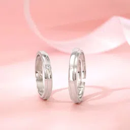 GIVA Set Of 2 925 Sterling Silver Rhodium-Plated Couple Band Rings-picture-48