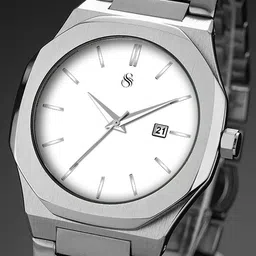 Shocknshop Men Dial & Stainless Steel Straps Analogue Multi Function Watch WCH150White image 5