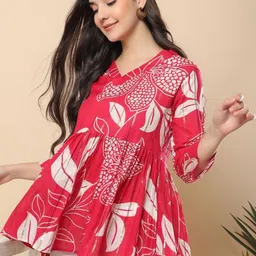 HERE&NOW Floral Print Cotton Peplum Top image 5