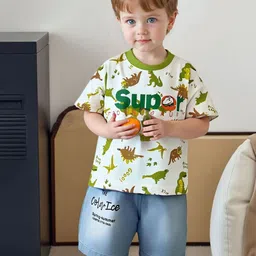 FOREVER FRIDAY Boys Printed Pure Cotton T-shirt With Shorts-picture-21