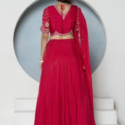 GloballyRonakRBafna Embellished Sequinned Ready to Wear Silk Lehenga & Blouse With Dupatta image 3