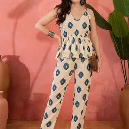 Stylum Printed V Neck Top With Trousers Co-Ords image 4