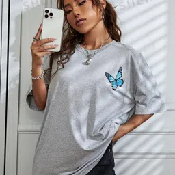 SZN Women Printed Raw Edge T-shirt-picture-39