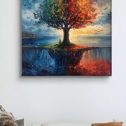 Livin'luxe Blue & Green Floral And Botanical Tree Canvas Wall Art-picture-46