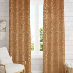 Galaxy Home Decor Gold-Toned2 Pieces Floral Room Darkening Door Curtain-image-72