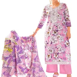 DRAVINAM Trends Floral Embroidered Pure Cotton Unstitched Dress Material-picture-43