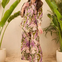 IMANA Floral Printed Pure Cotton Shirt Collared Shirt With Trousers Co-Ords-image-71