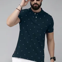 MERRIMENT Men Printed Polo Collar T-shirt-image-97
