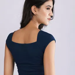 KASSUALLY BASICS Women Sweetheart Neck Cut Out Crop Top image 2