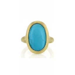 elitemart Unisex Gold-Plated Brass Turquoise Finger Ring-picture-29